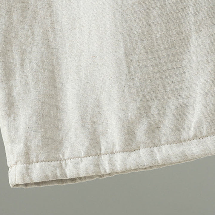 Damskie spodnie z szerokimi nogawkami i kieszeniami, kontrastowe, bawełniane i lniane, z motywem Buddha Stones - image 16