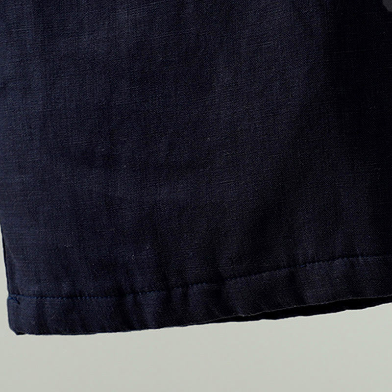 Damskie spodnie z szerokimi nogawkami i kieszeniami, kontrastowe, bawełniane i lniane, z motywem Buddha Stones - image 5