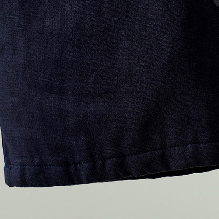 Damskie spodnie z szerokimi nogawkami i kieszeniami, kontrastowe, bawełniane i lniane, z motywem Buddha Stones - image 5