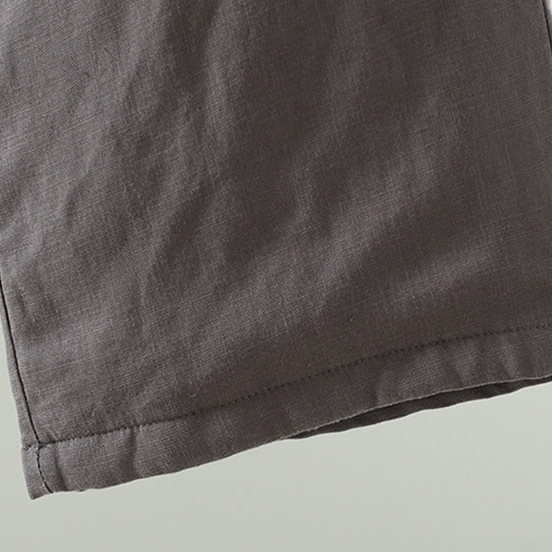 Damskie spodnie z szerokimi nogawkami i kieszeniami, kontrastowe, bawełniane i lniane, z motywem Buddha Stones - image 22