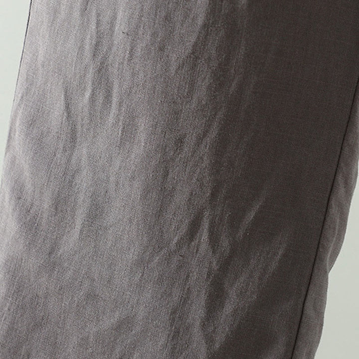 Damskie spodnie z szerokimi nogawkami i kieszeniami, kontrastowe, bawełniane i lniane, z motywem Buddha Stones - image 20