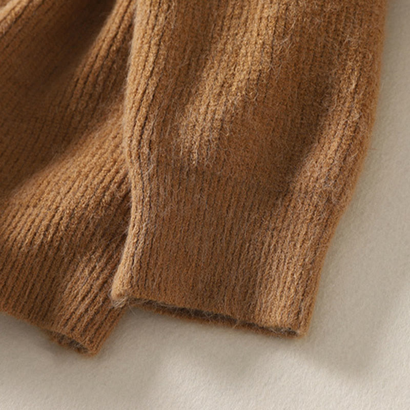 Kardigan z dzianiny damskiej z długim rękawem i dekoltem w serek z motywem Buddha Stones, z bawełny i guzikami - image 8