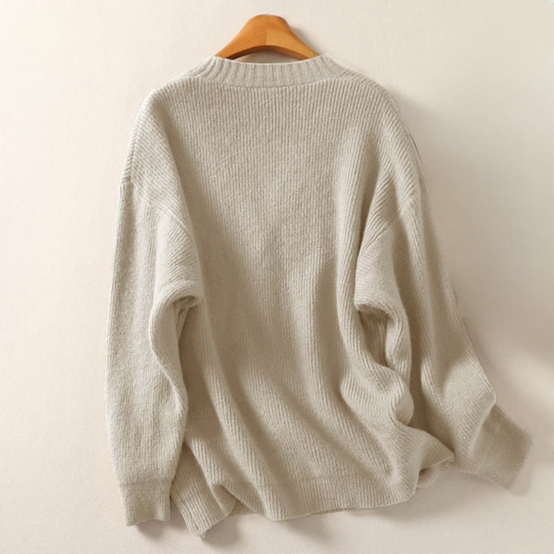 Kardigan z dzianiny damskiej z długim rękawem i dekoltem w serek z motywem Buddha Stones, z bawełny i guzikami - image 1