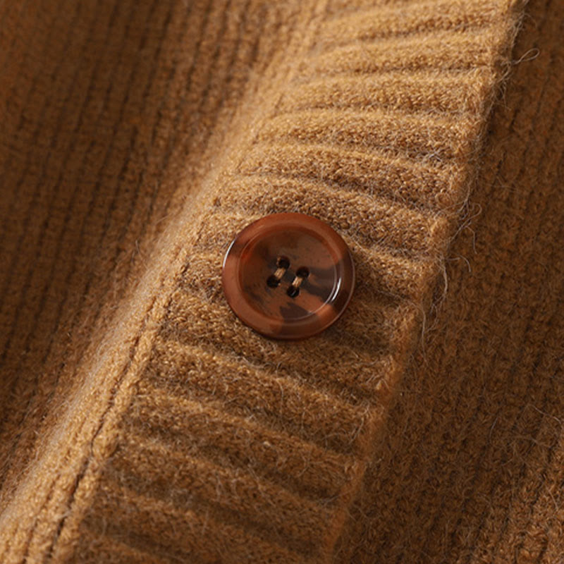 Kardigan z dzianiny damskiej z długim rękawem i dekoltem w serek z motywem Buddha Stones, z bawełny i guzikami - image 9