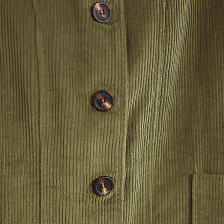 Kurtka damska sztruksowa z długim rękawem i kieszeniami, z motywem Buddha Stones, zapinana na guziki - image 15