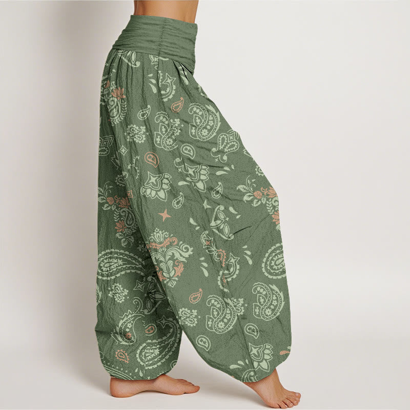 Spodnie Buddha Stones z bawełny w stylu vintage z motywem paisley i elastyczną talią - image 2