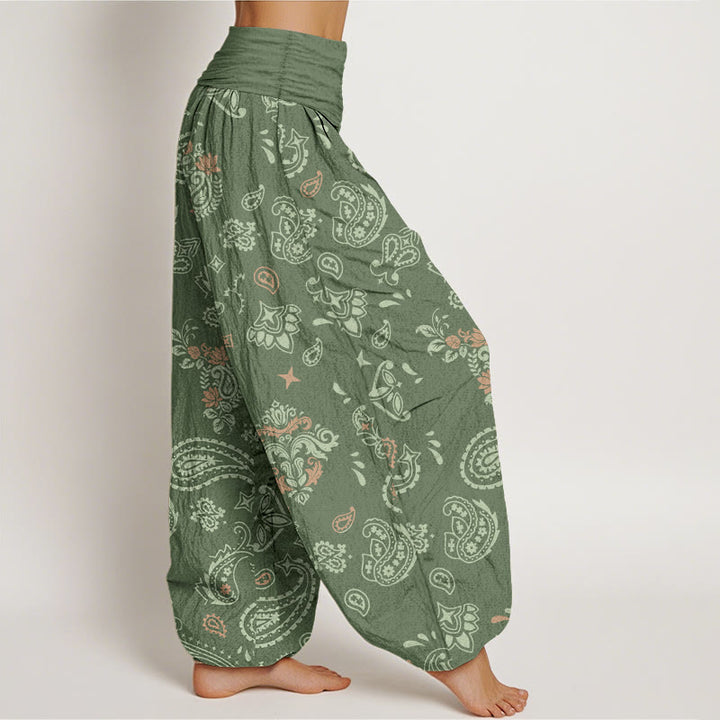 Spodnie Buddha Stones z bawełny w stylu vintage z motywem paisley i elastyczną talią - image 2