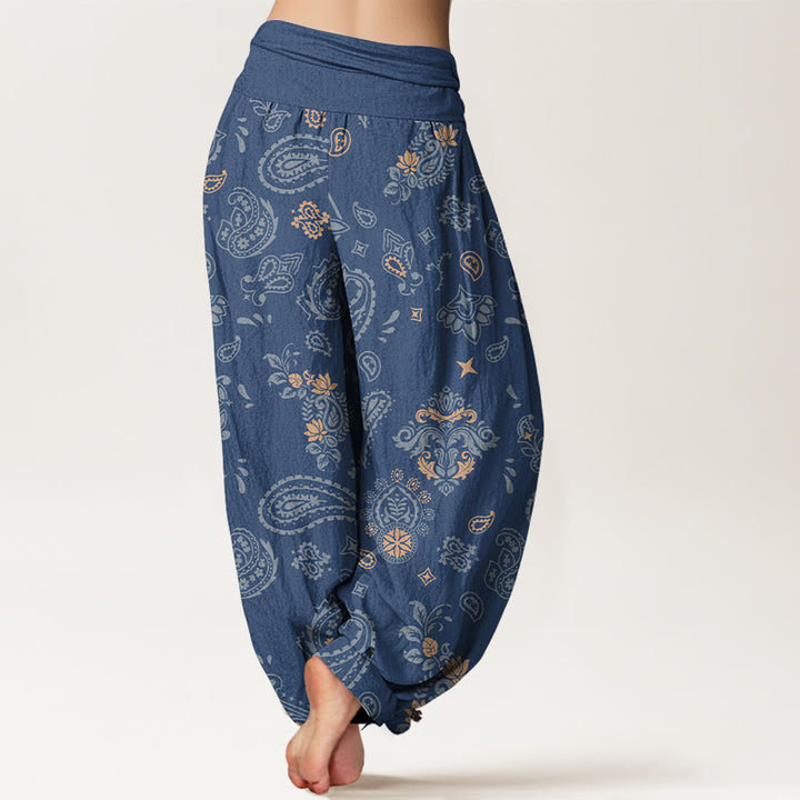 Spodnie Buddha Stones z bawełny w stylu vintage z motywem paisley i elastyczną talią - image 9