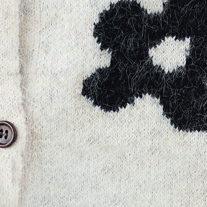 Buddha Stones Zimowe Kwiaty Guziki Bawełniany Kardigan Damski Z Długim Rękawem Dzianinowy - image 16