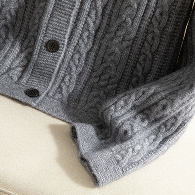 Kardigan z dzianiny z długim rękawem i bawełny z motywem Buddha Stones , zimowy, z przekręconymi guzikami - image 26