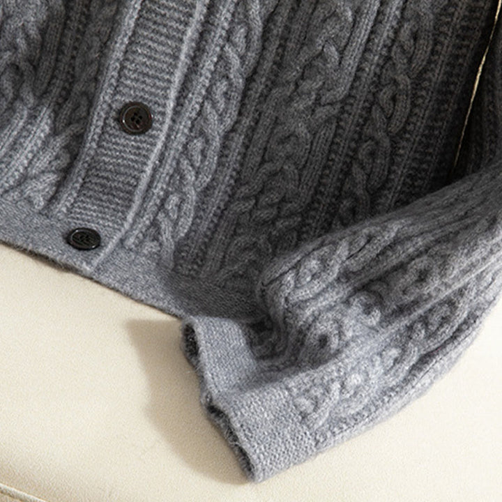 Kardigan z dzianiny z długim rękawem i bawełny z motywem Buddha Stones , zimowy, z przekręconymi guzikami - image 26