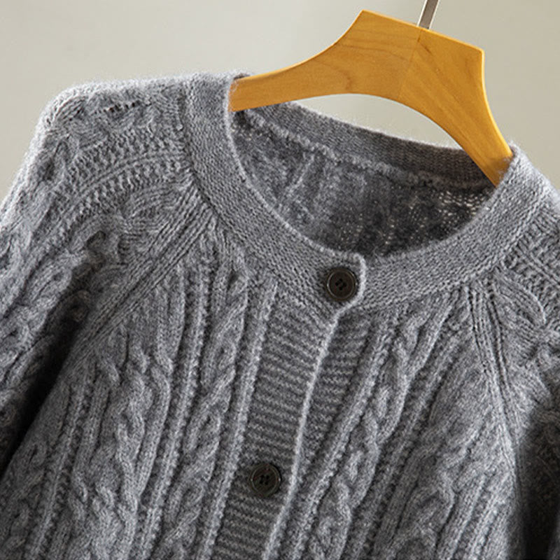 Kardigan z dzianiny z długim rękawem i bawełny z motywem Buddha Stones , zimowy, z przekręconymi guzikami - image 18