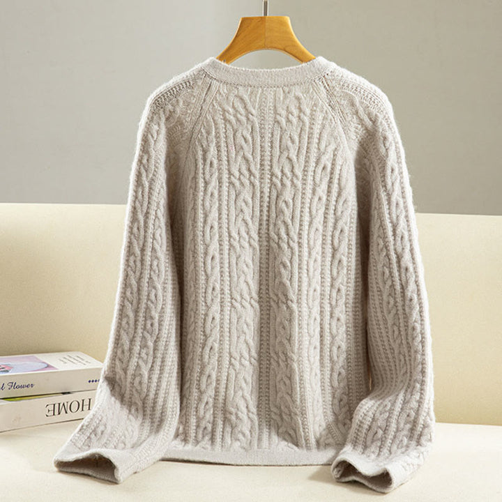 Kardigan z dzianiny z długim rękawem i bawełny z motywem Buddha Stones , zimowy, z przekręconymi guzikami - image 32