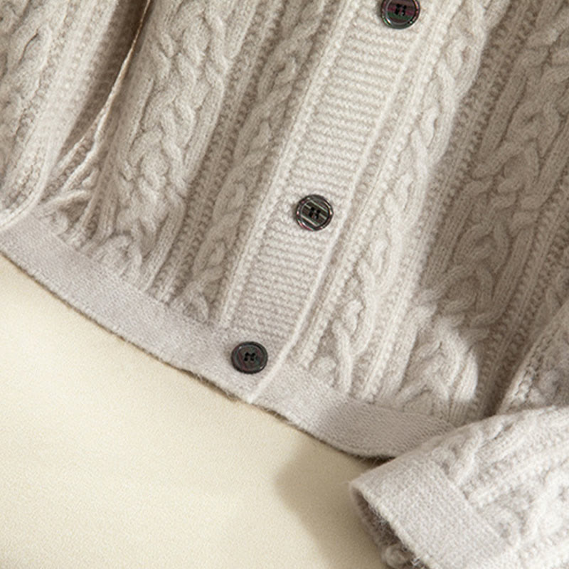 Kardigan z dzianiny z długim rękawem i bawełny z motywem Buddha Stones , zimowy, z przekręconymi guzikami - image 38