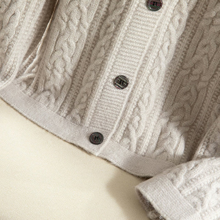 Kardigan z dzianiny z długim rękawem i bawełny z motywem Buddha Stones , zimowy, z przekręconymi guzikami - image 38