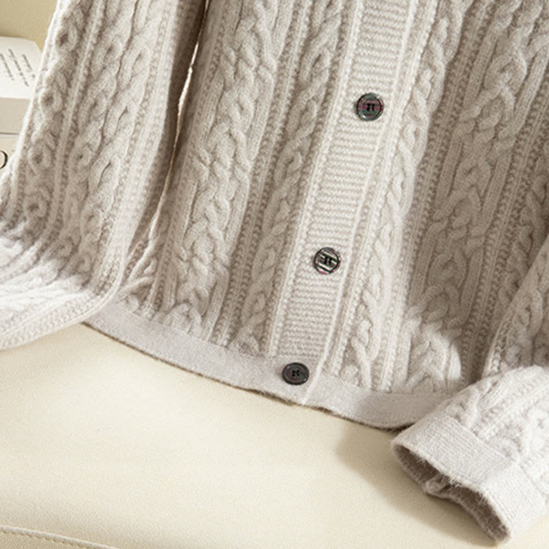 Kardigan z dzianiny z długim rękawem i bawełny z motywem Buddha Stones , zimowy, z przekręconymi guzikami - image 37