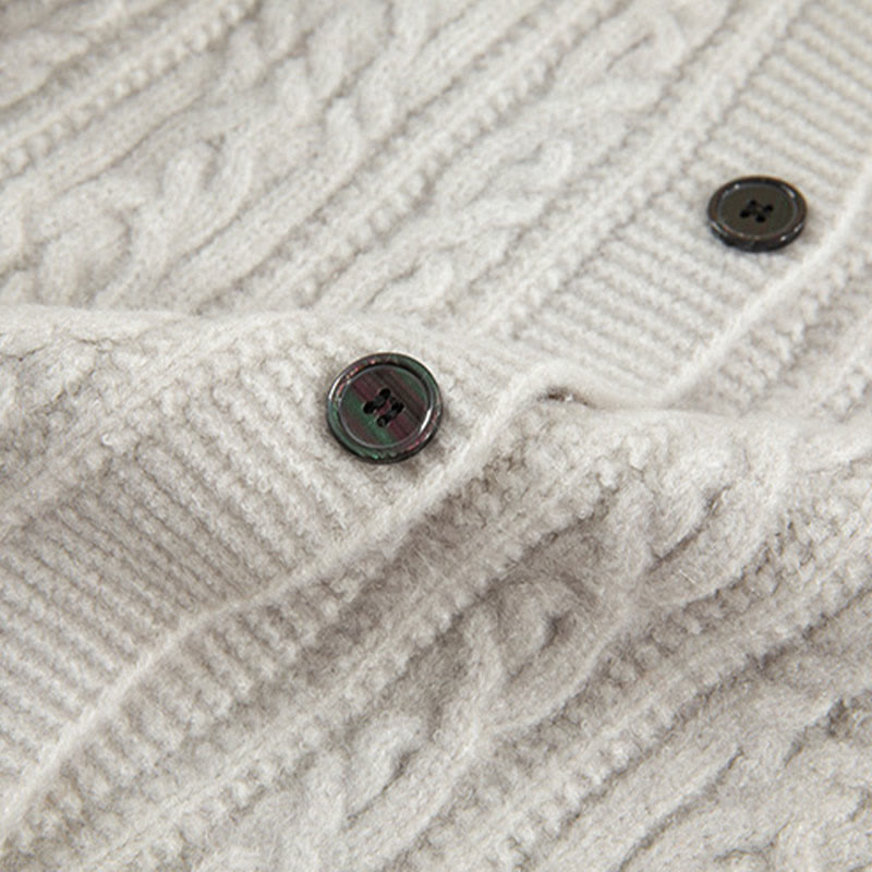 Kardigan z dzianiny z długim rękawem i bawełny z motywem Buddha Stones , zimowy, z przekręconymi guzikami - image 43