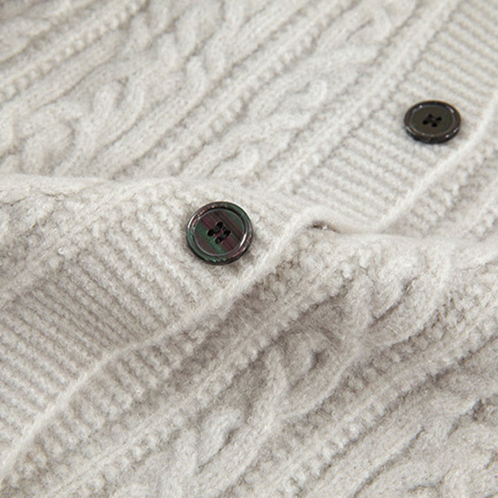 Kardigan z dzianiny z długim rękawem i bawełny z motywem Buddha Stones , zimowy, z przekręconymi guzikami - image 43