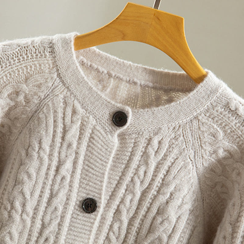 Kardigan z dzianiny z długim rękawem i bawełny z motywem Buddha Stones , zimowy, z przekręconymi guzikami - image 33