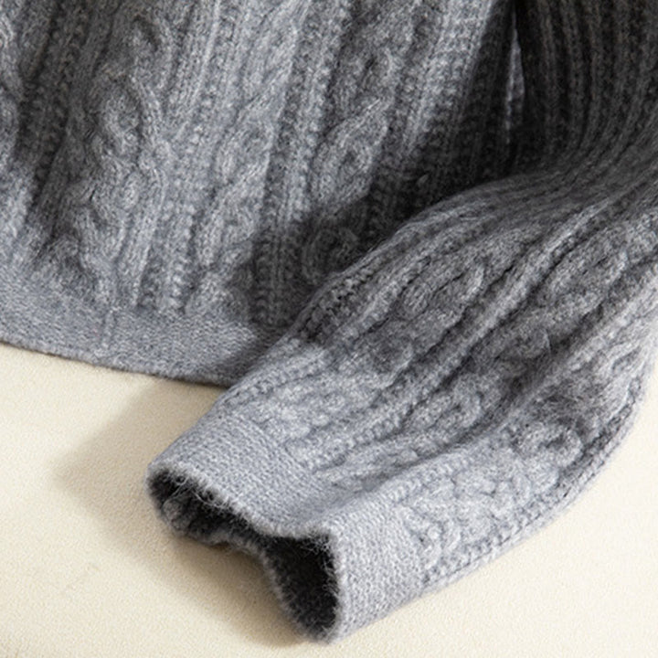 Kardigan z dzianiny z długim rękawem i bawełny z motywem Buddha Stones , zimowy, z przekręconymi guzikami - image 24