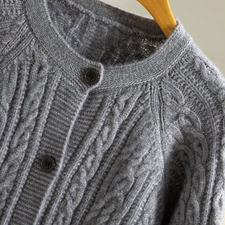 Kardigan z dzianiny z długim rękawem i bawełny z motywem Buddha Stones , zimowy, z przekręconymi guzikami - image 19