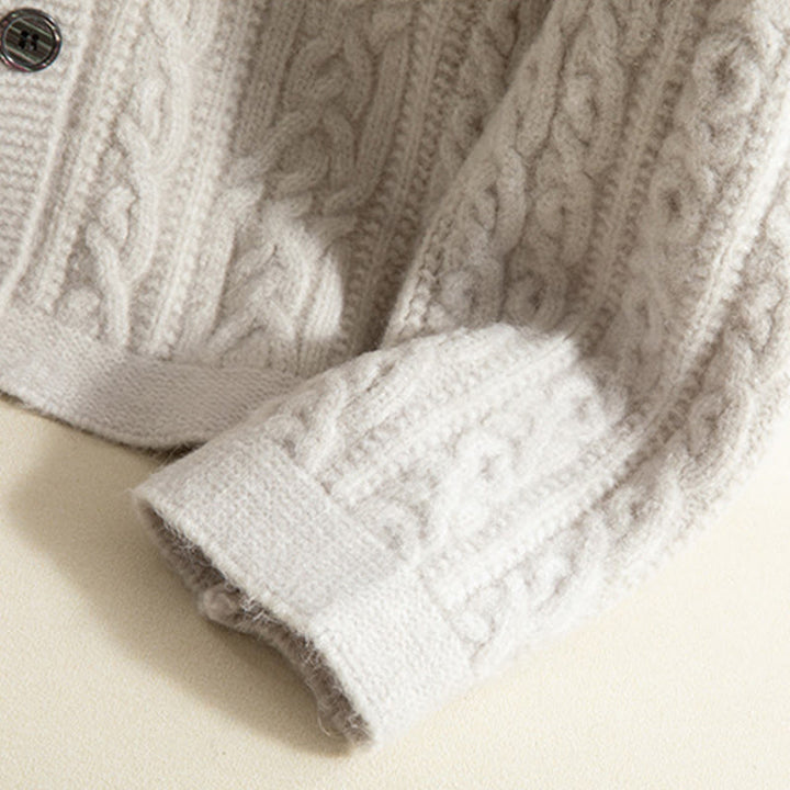 Kardigan z dzianiny z długim rękawem i bawełny z motywem Buddha Stones , zimowy, z przekręconymi guzikami - image 42