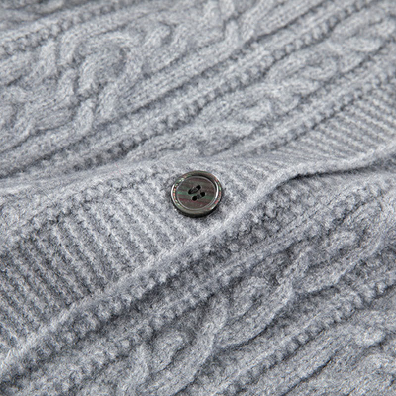 Kardigan z dzianiny z długim rękawem i bawełny z motywem Buddha Stones , zimowy, z przekręconymi guzikami - image 28