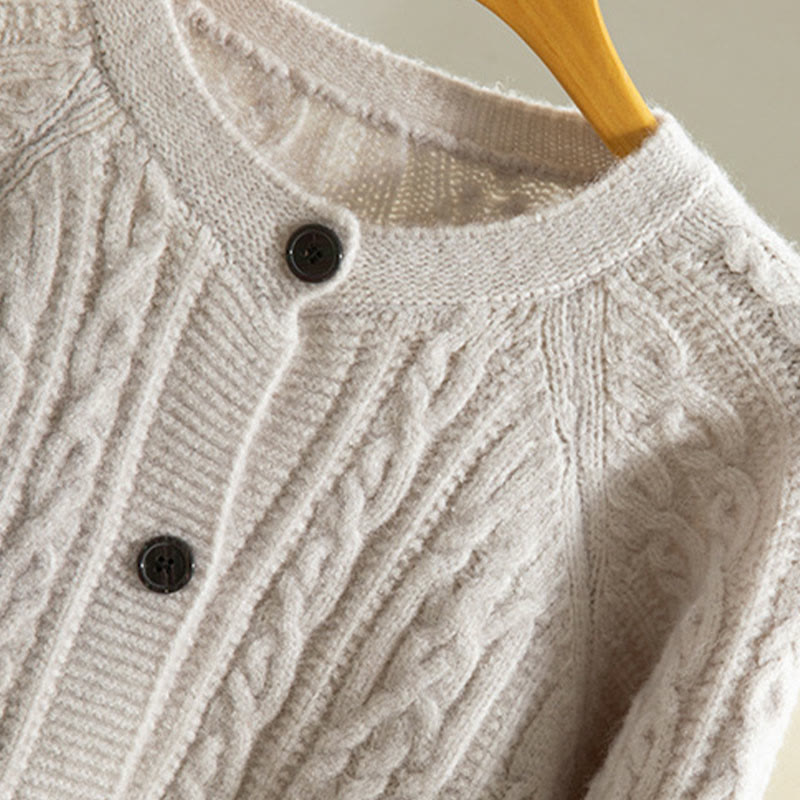 Kardigan z dzianiny z długim rękawem i bawełny z motywem Buddha Stones , zimowy, z przekręconymi guzikami - image 34