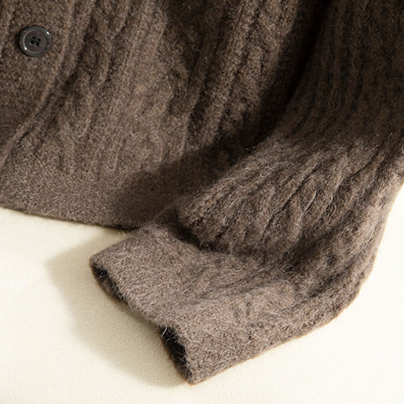 Kardigan z dzianiny z długim rękawem i bawełny z motywem Buddha Stones , zimowy, z przekręconymi guzikami - image 9