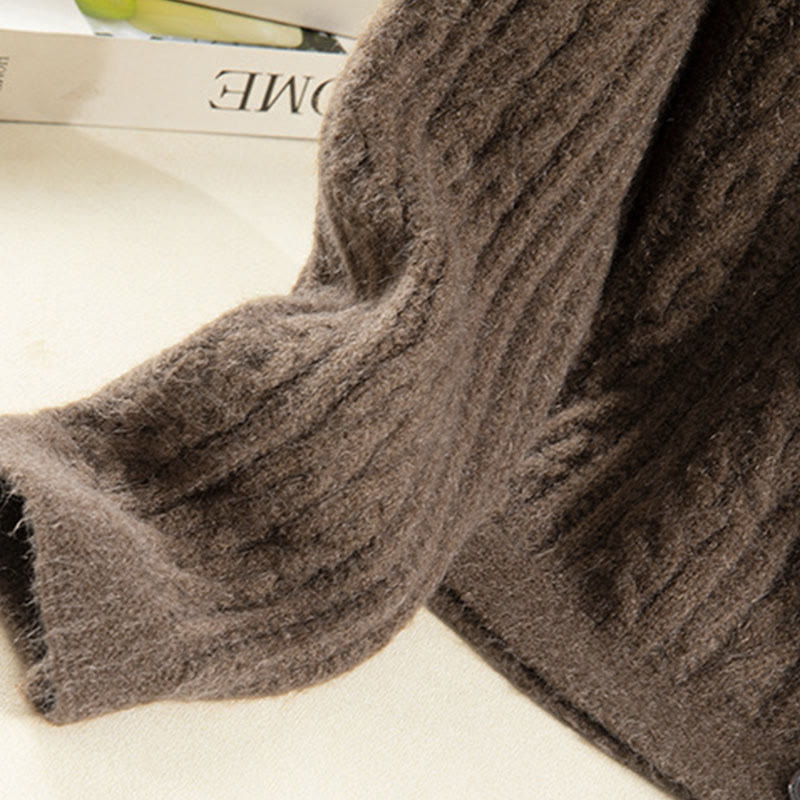 Kardigan z dzianiny z długim rękawem i bawełny z motywem Buddha Stones , zimowy, z przekręconymi guzikami - image 8