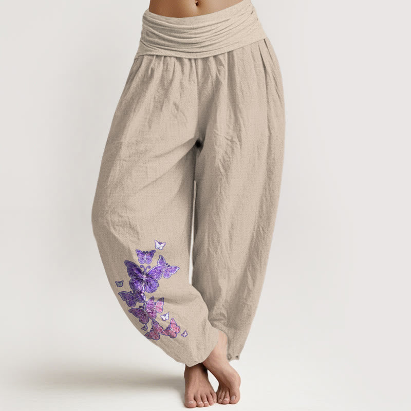 Damskie spodnie haremowe z elastyczną talią i wzorem motyli w pastelowe pastelowe wzory z Buddha Stones - Dębnik - US16, UK/AU20, EU48 (3XL) - image 11