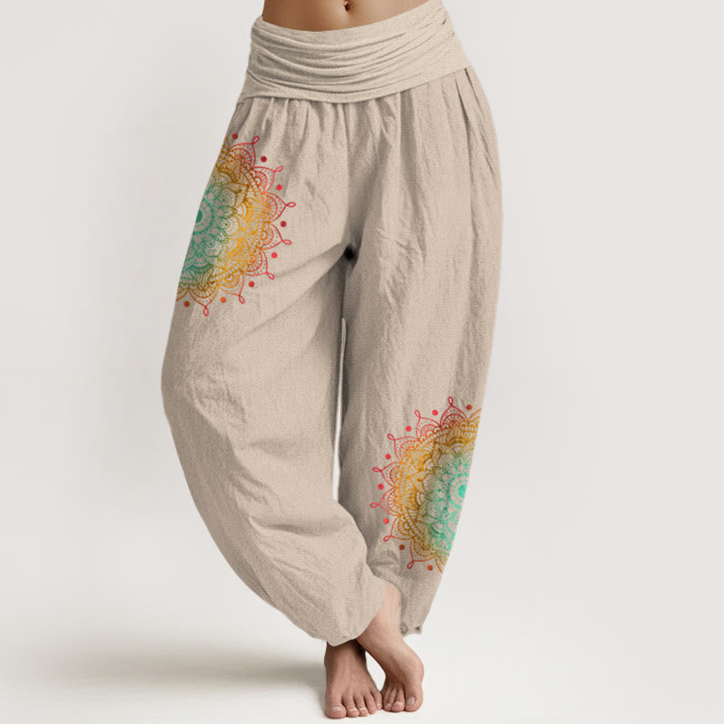 Spodnie haremki damskie z elastyczną talią, z czystej bawełny, w prostym stylu, z motywem mandali, z Buddha Stones - Dębnik - US16, UK/AU20, EU48 (3XL) - image 11