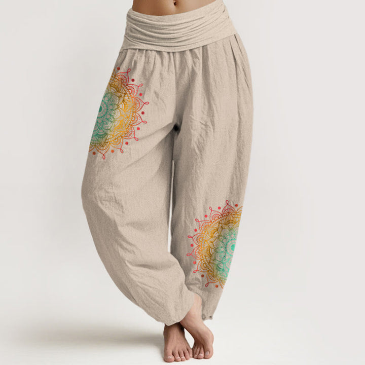 Spodnie haremki damskie z elastyczną talią, z czystej bawełny, w prostym stylu, z motywem mandali, z Buddha Stones - Dębnik - US16, UK/AU20, EU48 (3XL) - image 11