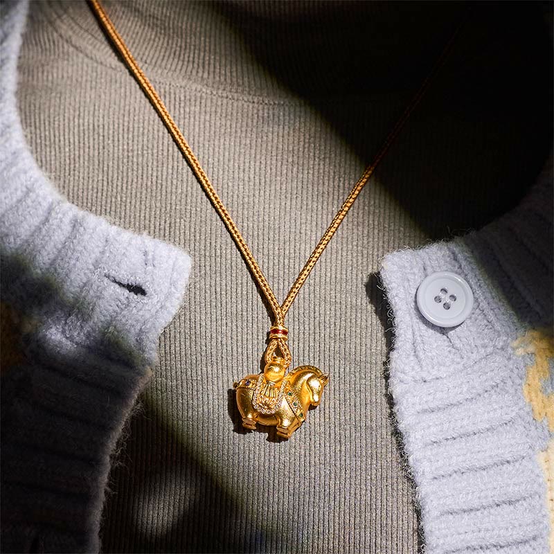 Buddha Stones z liną i sznurkiem z mosiądzu platerowanego 24-karatowym złotem, Rok Konia - image 14