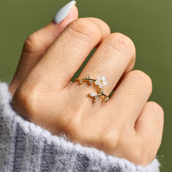 Pierścień błogosławieństwa z Buddha Stones ze srebra próby 925 z białym wzorem kwiatowym - image 22