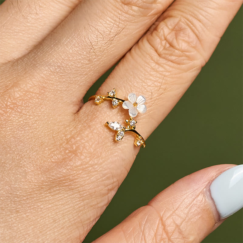 Pierścień błogosławieństwa z Buddha Stones ze srebra próby 925 z białym wzorem kwiatowym - image 21