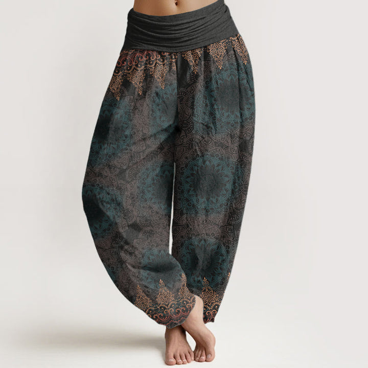 Spodnie haremowe damskie z elastyczną talią i trójkątnymi wzorami mandali z Buddha Stones - DimGray - US22, UK/AU26, EU54 (6XL) - image 13