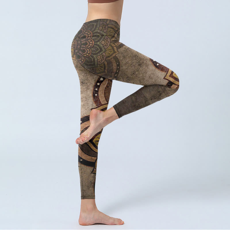 Damskie legginsy do jogi z nadrukiem mandali i Buddha Stones - image 3
