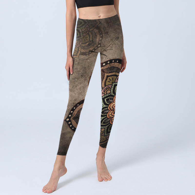 Damskie legginsy do jogi z nadrukiem mandali i Buddha Stones - image 5