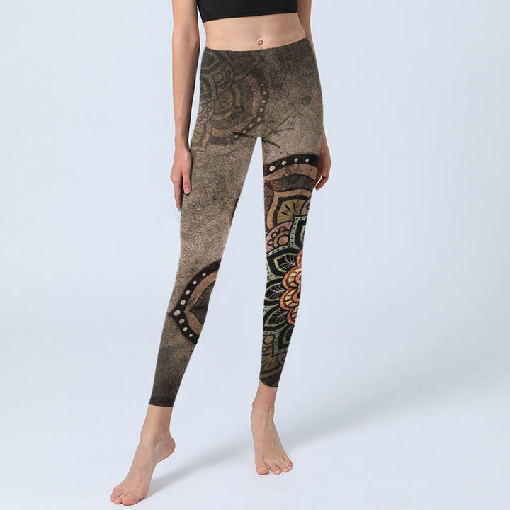 Damskie legginsy do jogi z nadrukiem mandali i Buddha Stones - image 5