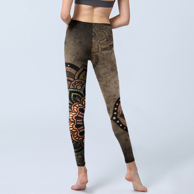 Damskie legginsy do jogi z nadrukiem mandali i Buddha Stones - image 6