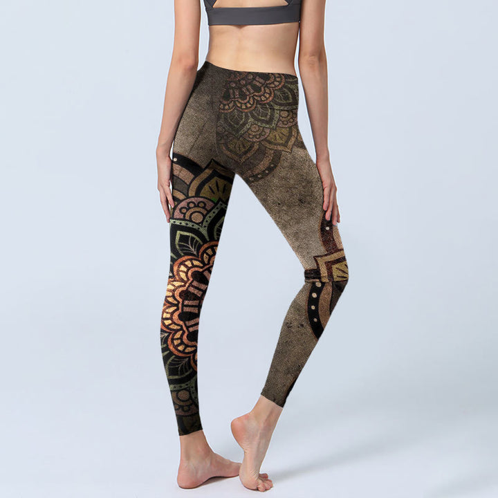 Damskie legginsy do jogi z nadrukiem mandali i Buddha Stones - image 4