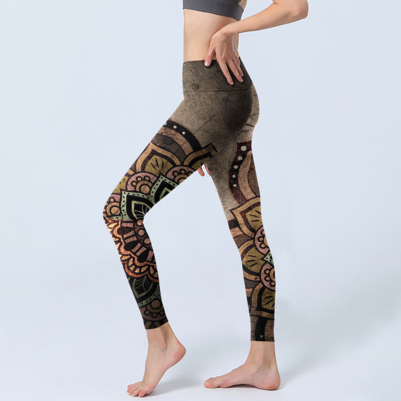 Damskie legginsy do jogi z nadrukiem mandali i Buddha Stones - image 2
