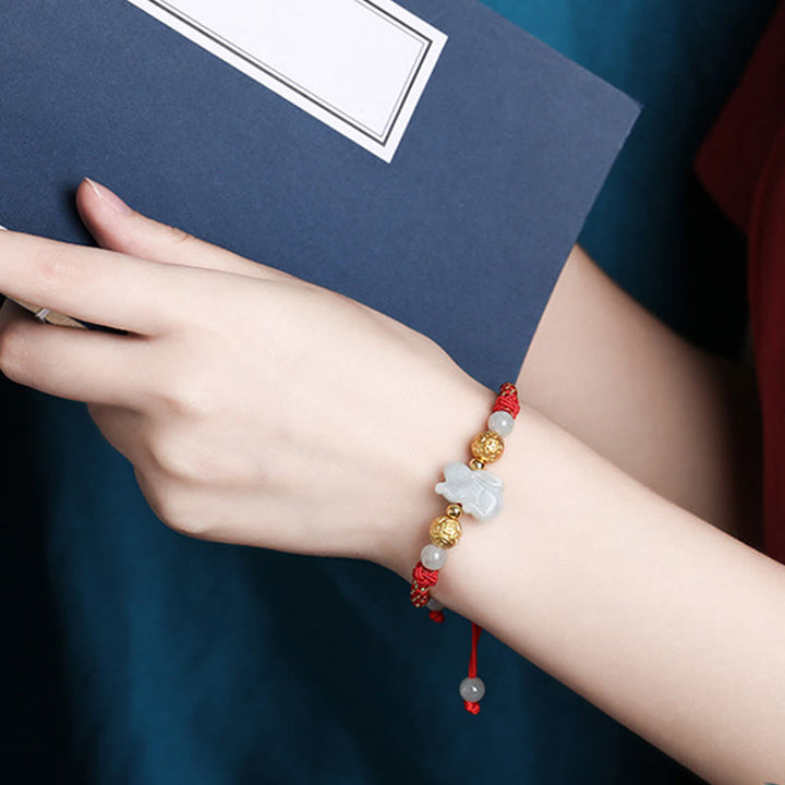 Buddha Stones, chińskie znaki zodiaku, koraliki z jadeitu ze srebra, rok konia, bransoletka z czerwonego sznurka przynosząca szczęście - image 15