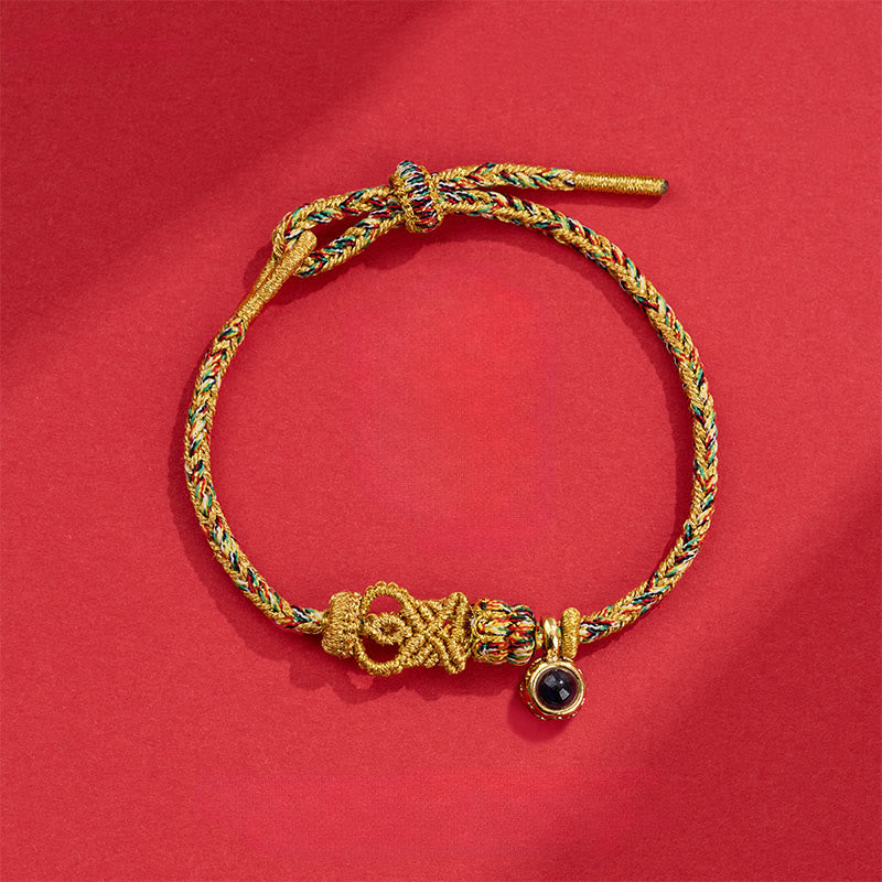 Bransoletka z ręcznie tkanych Buddha Stones z projekcją sznurka z kamieni Buddy - Głęboki żółty (obwód nadgarstka: 14-23 cm) - image 7