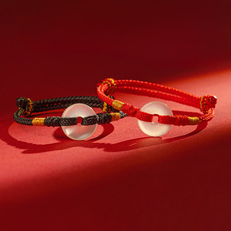 Bransoletka pleciona z białego chalcedonu i Buddha Stones z klamrą pokoju - image 14