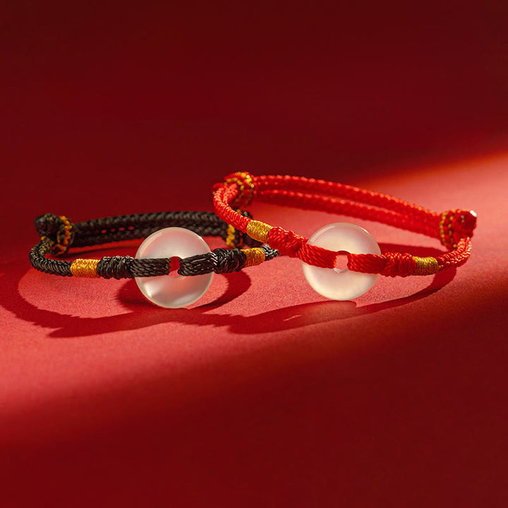 Bransoletka pleciona z białego chalcedonu i Buddha Stones z klamrą pokoju - image 14