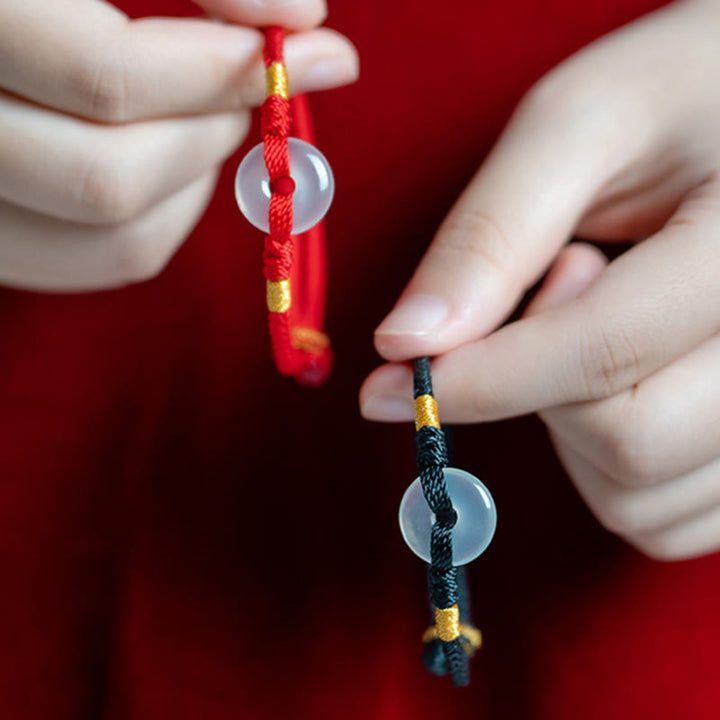 Bransoletka pleciona z białego chalcedonu i Buddha Stones z klamrą pokoju - image 15