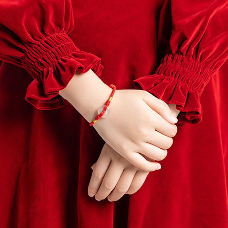 Bransoletka pleciona z białego chalcedonu i Buddha Stones z klamrą pokoju - image 10