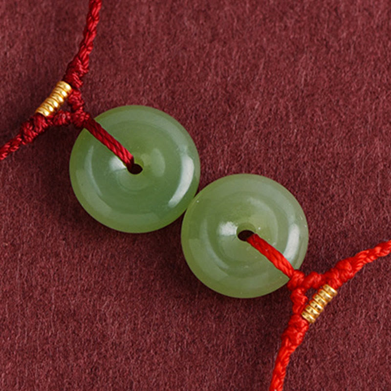 Bransoletka na kostkę z naturalnego jadeitu Hetian z klamrą pokoju i Buddha Stones - image 12